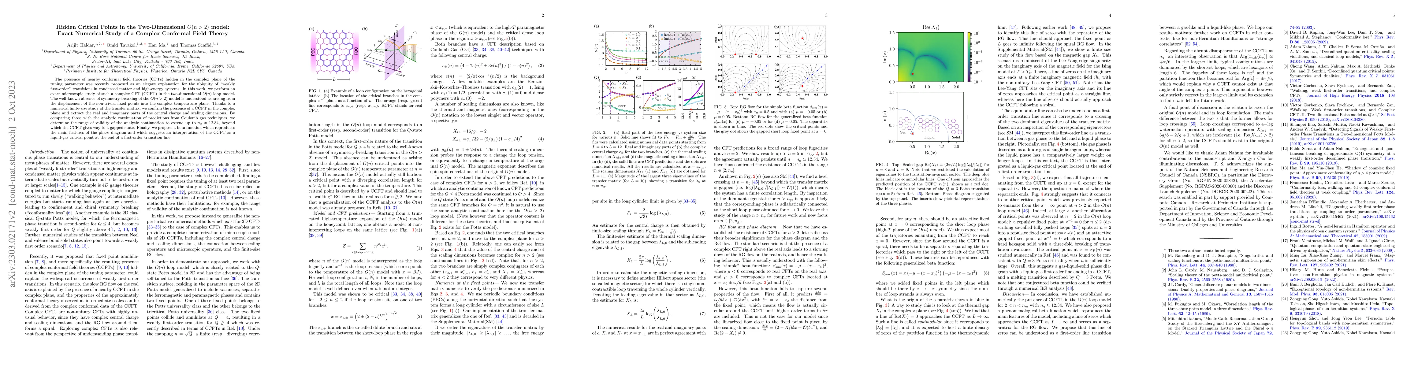 Thumbnail for Hidden Critical Points in the Two-Dimensional $O(n>2)$ model: Exact
  Numerical Study of a Complex Conformal Field Theory