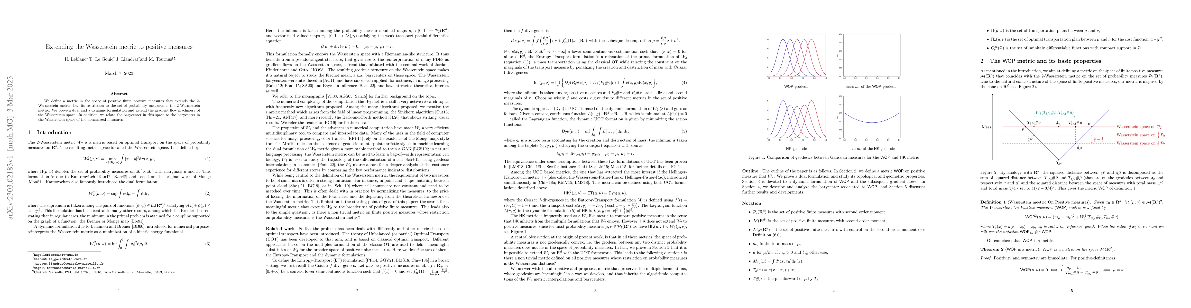 Thumbnail for Extending the Wasserstein metric to positive measures