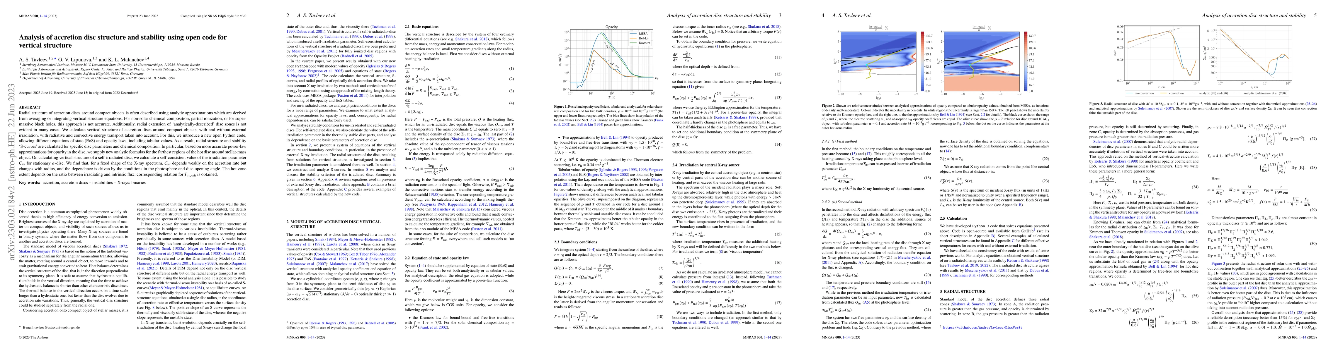 Thumbnail for Analysis of accretion disc structure and stability using open code for
  vertical structure