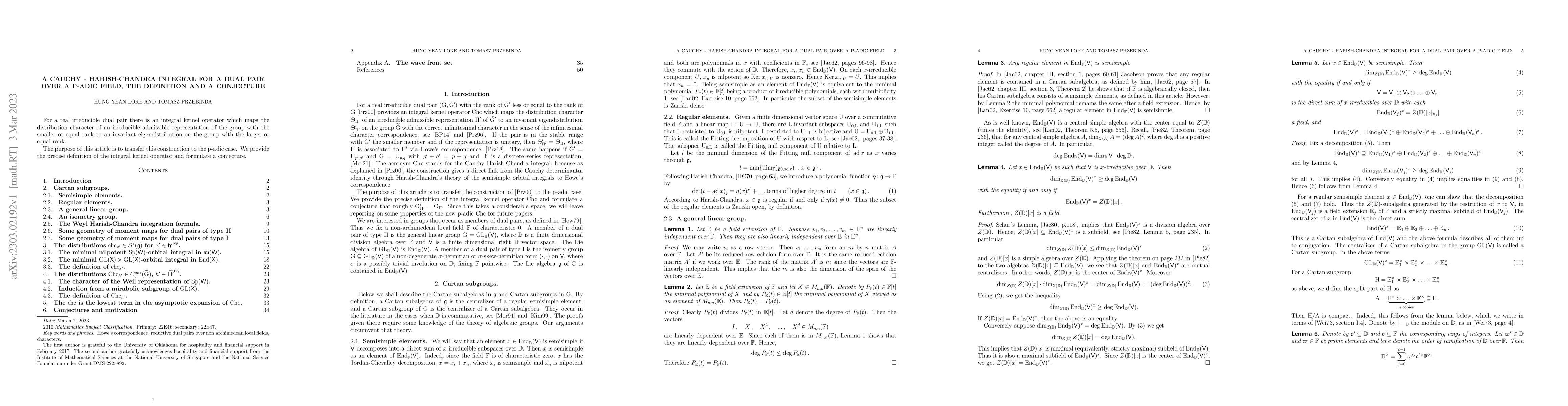 Thumbnail for A Cauchy--Harish-Chandra integral for a dual pair over a p-adic field,
  the definition and a conjecture