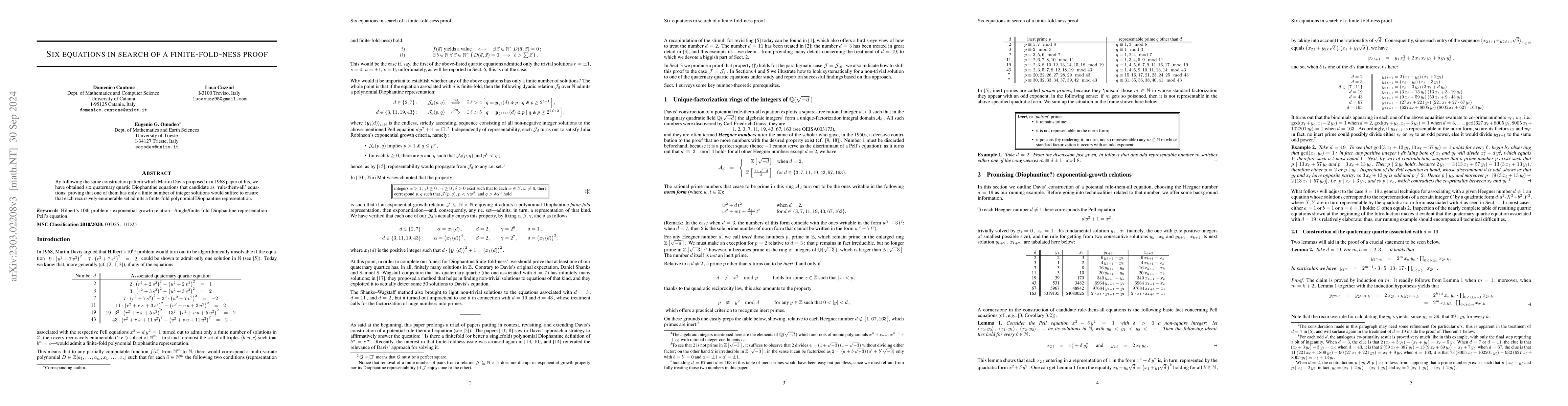 Thumbnail for Six equations in search of a finite-fold-ness proof