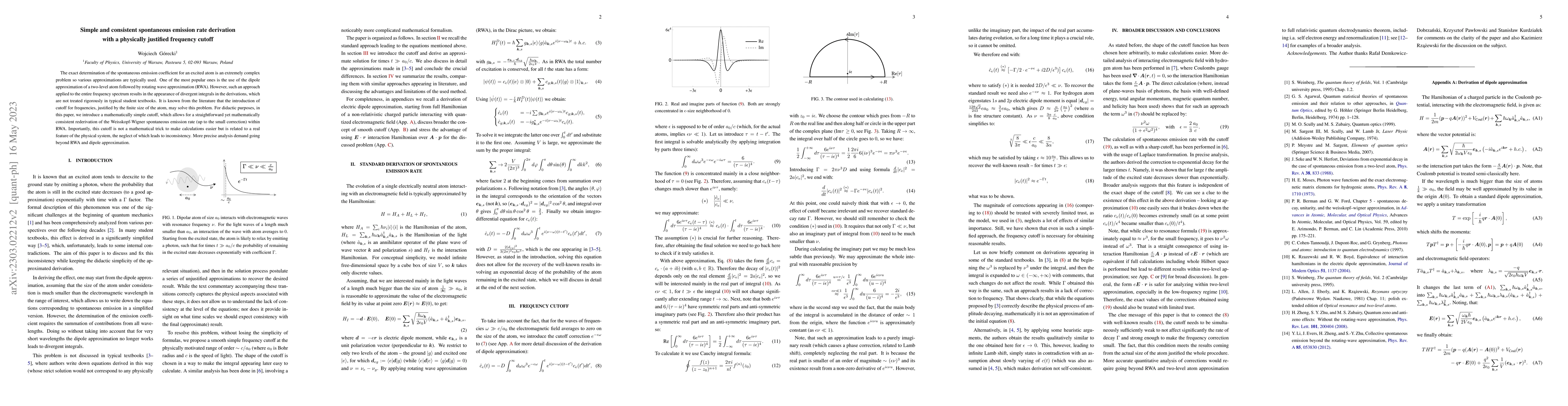 Thumbnail for Simple and consistent spontaneous emission rate derivation with a
  physically justified frequency cutoff