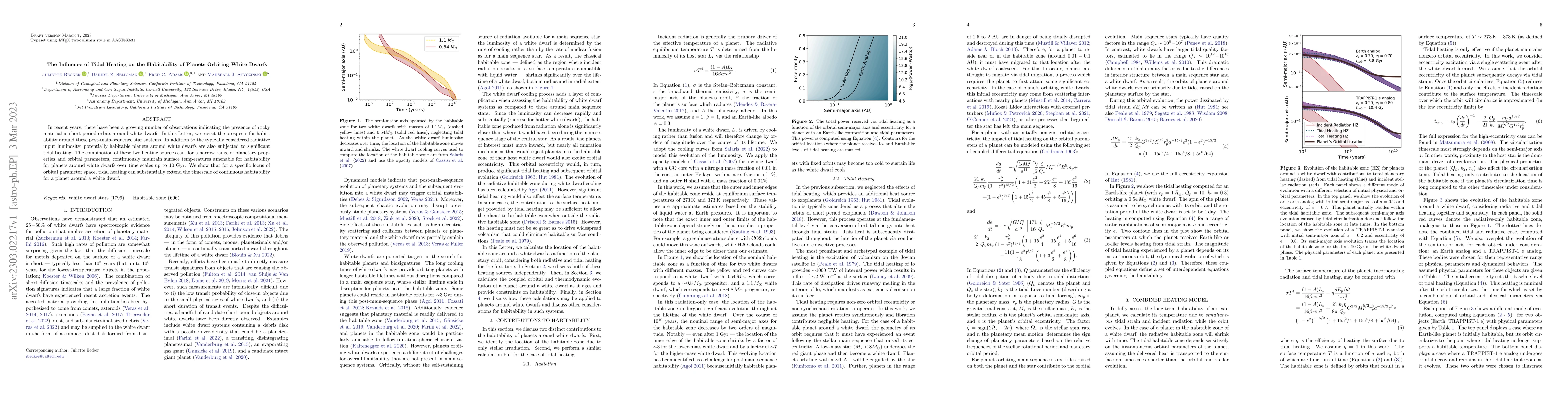 Thumbnail for The Influence of Tidal Heating on the Habitability of Planets Orbiting
  White Dwarfs