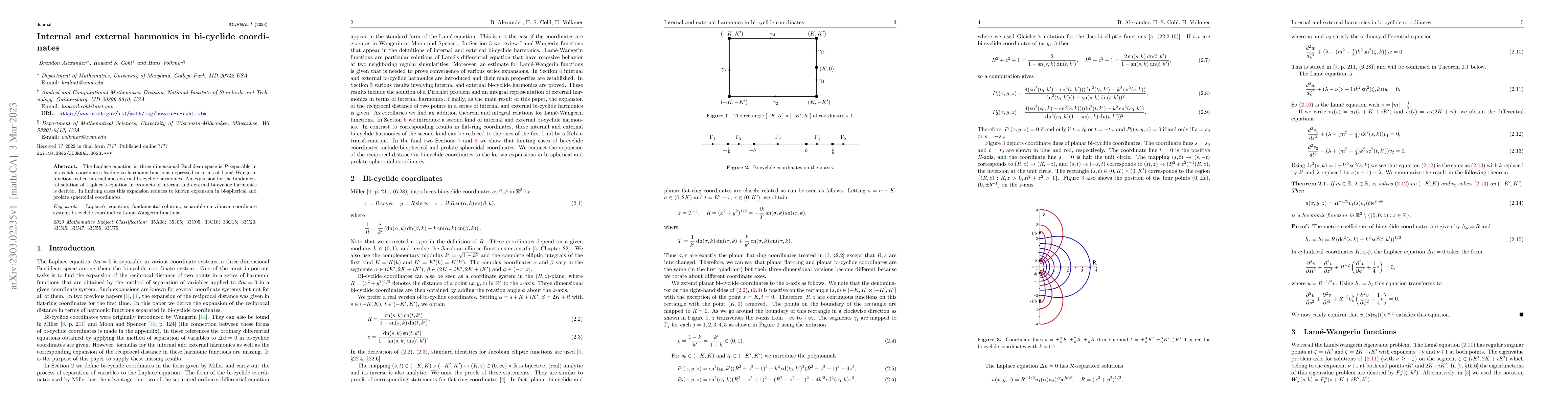 Thumbnail for Internal and external harmonics in bi-cyclide coordinates