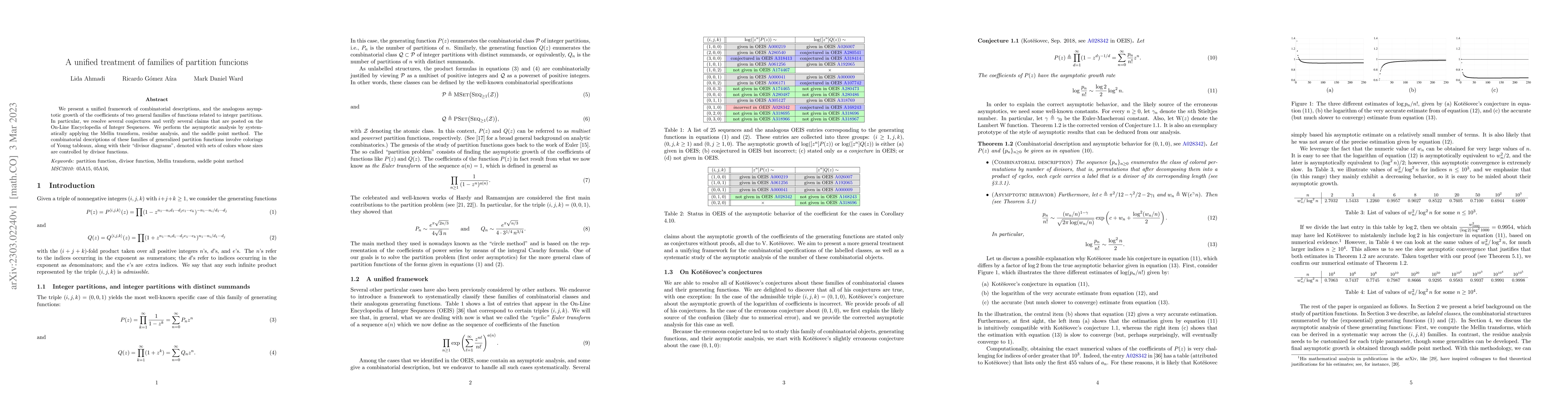 Thumbnail for A unified treatment of families of partition functions