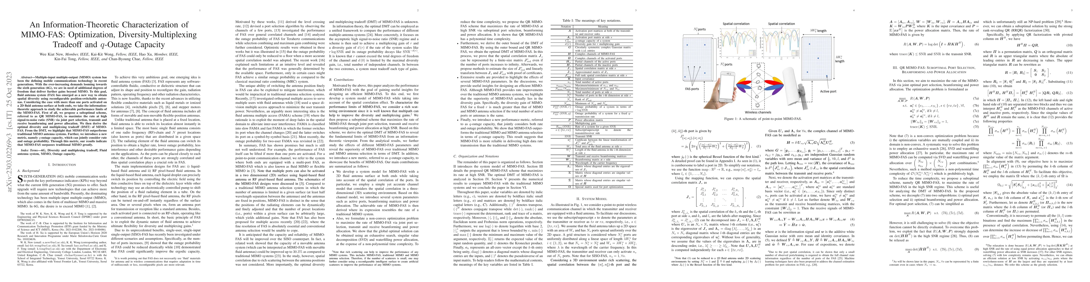 Thumbnail for An Information-Theoretic Characterization of MIMO-FAS: Optimization,
  Diversity-Multiplexing Tradeoff and $q$-Outage Capacity