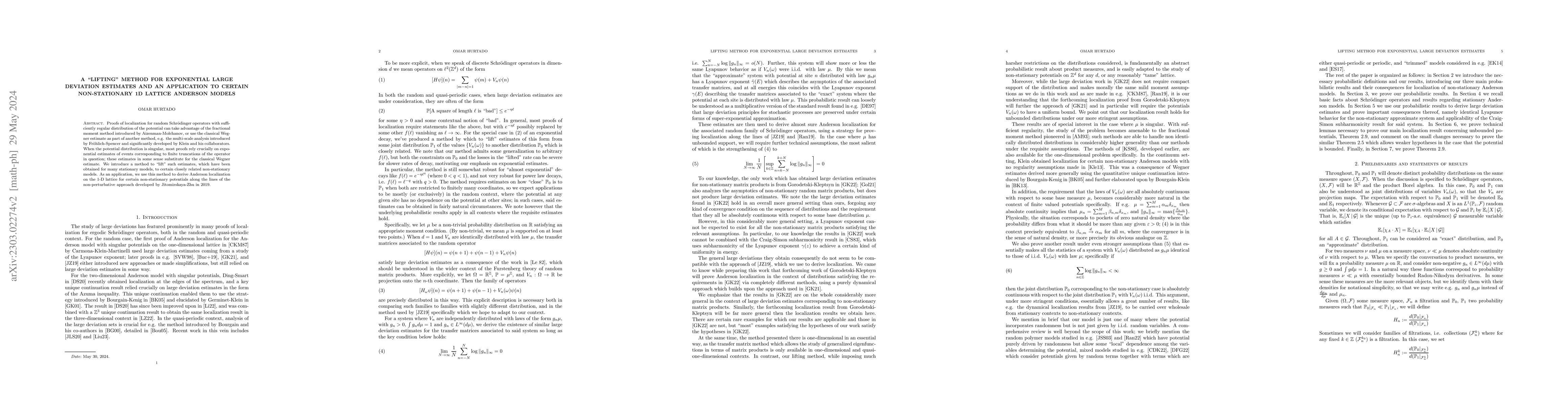 Thumbnail for A "lifting" method for exponential large deviation estimates and an
  application to certain non-stationary 1D lattice Anderson models