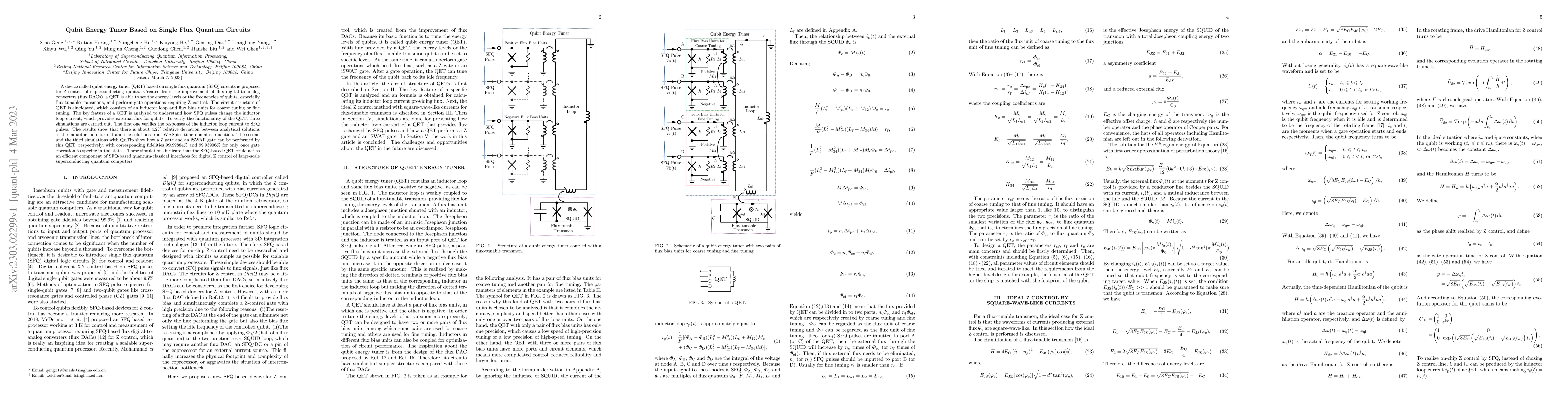 Thumbnail for Qubit Energy Tuner Based on Single Flux Quantum Circuits