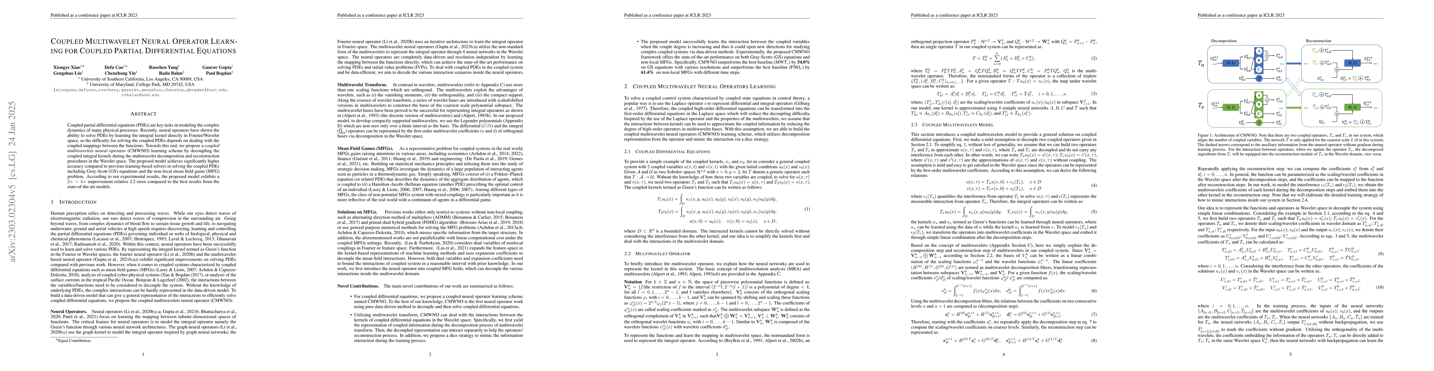 Thumbnail for Coupled Multiwavelet Neural Operator Learning for Coupled Partial
  Differential Equations