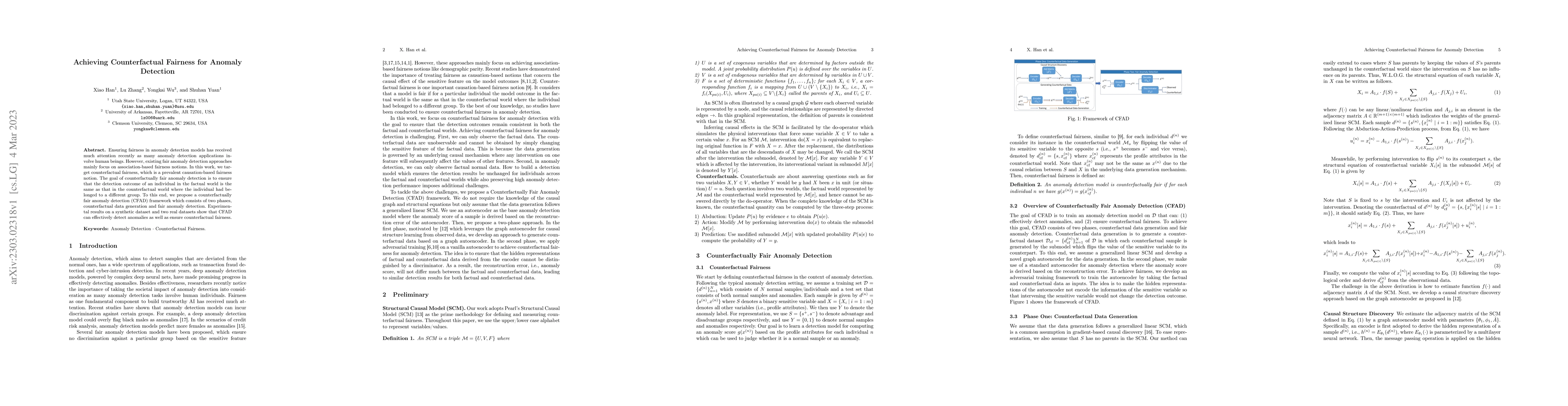 Thumbnail for Achieving Counterfactual Fairness for Anomaly Detection
