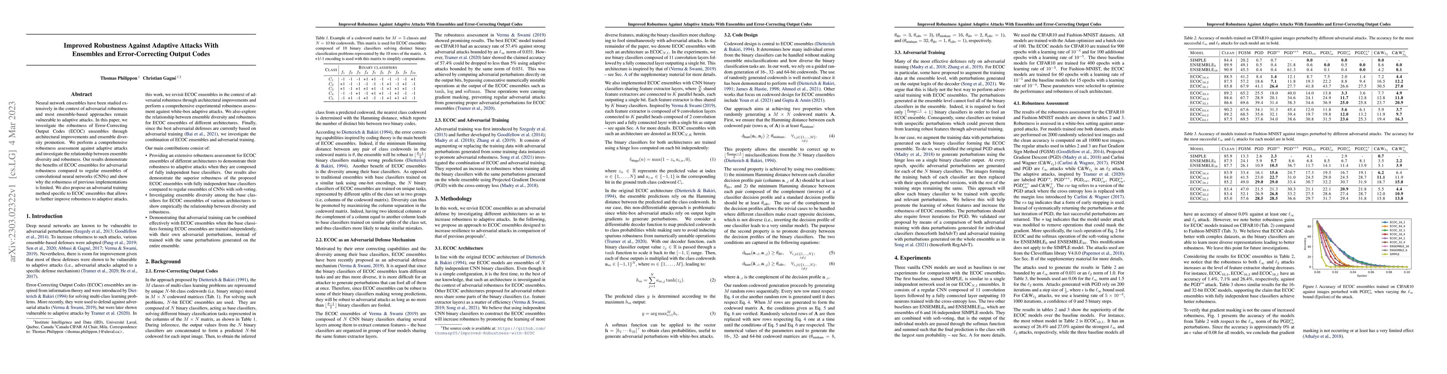 Thumbnail for Improved Robustness Against Adaptive Attacks With Ensembles and
  Error-Correcting Output Codes