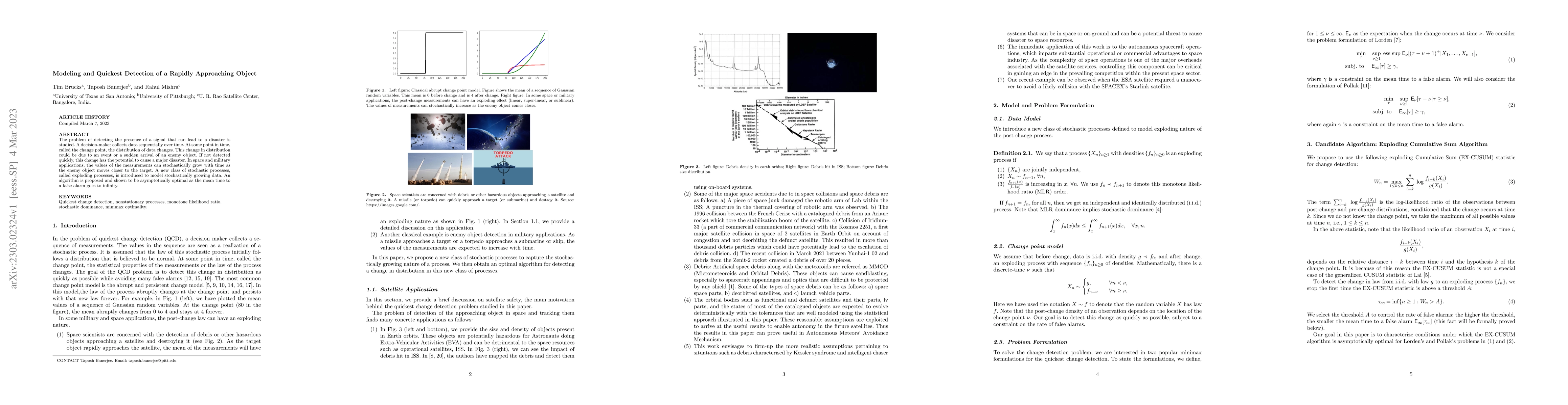 Thumbnail for Modeling and Quickest Detection of a Rapidly Approaching Object