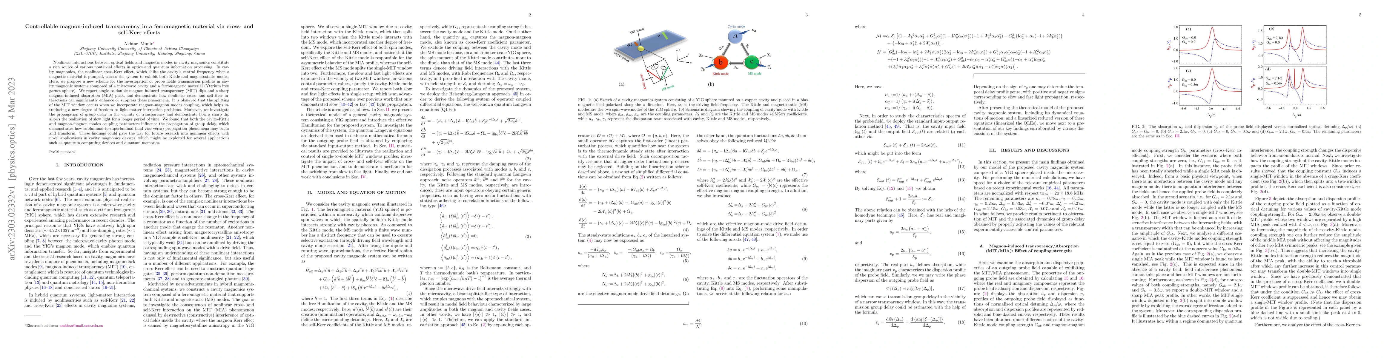 Thumbnail for Controllable magnon-induced transparency in a ferromagnetic material via
  cross- and self-Kerr effects