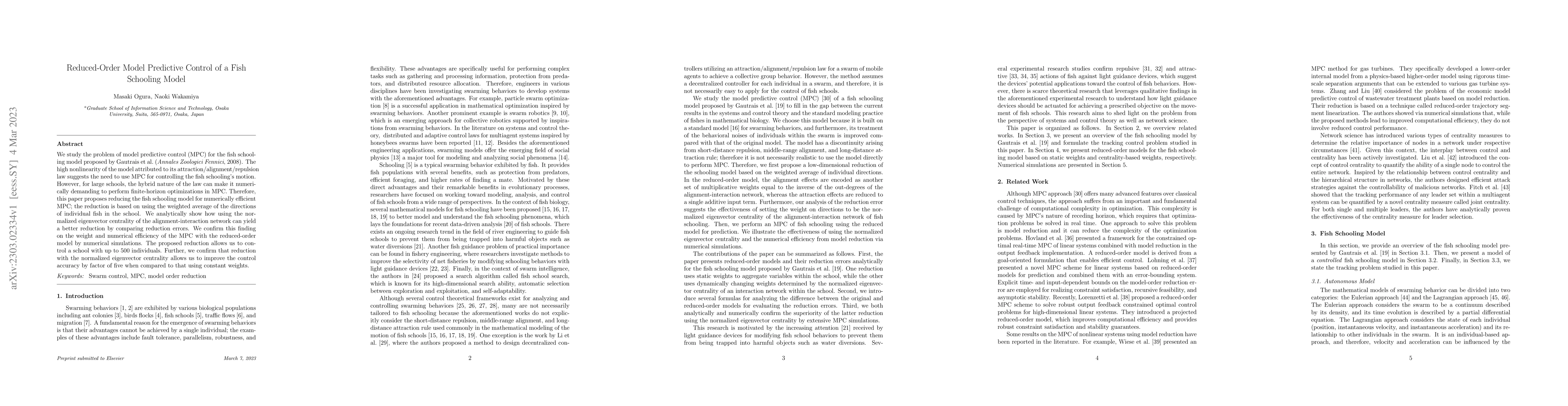 Thumbnail for Reduced-Order Model Predictive Control of a Fish Schooling Model