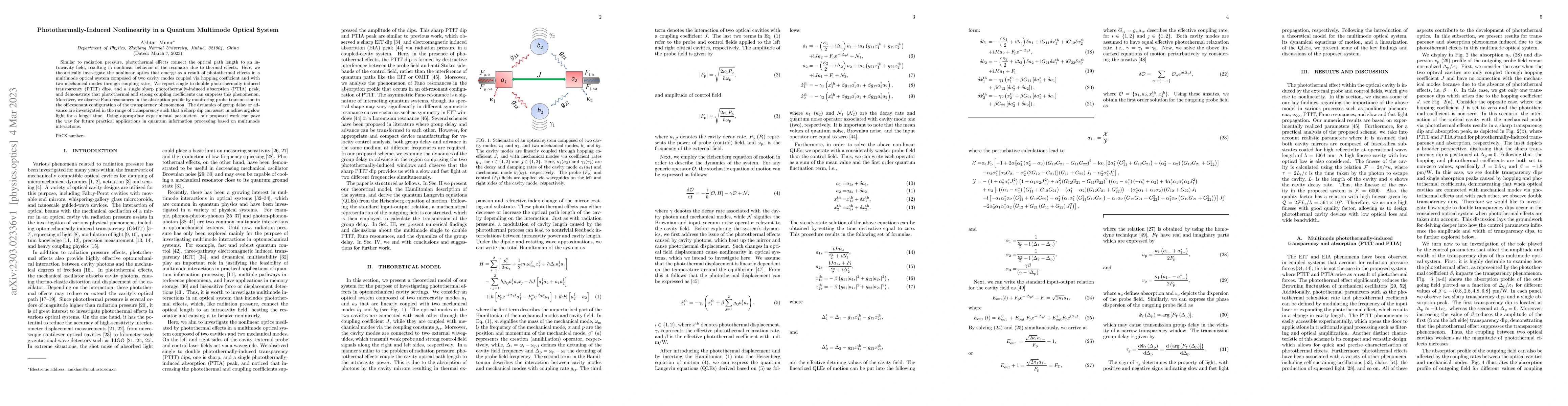 Thumbnail for Photothermally-Induced Nonlinearity in a Quantum Multimode Optical
  System