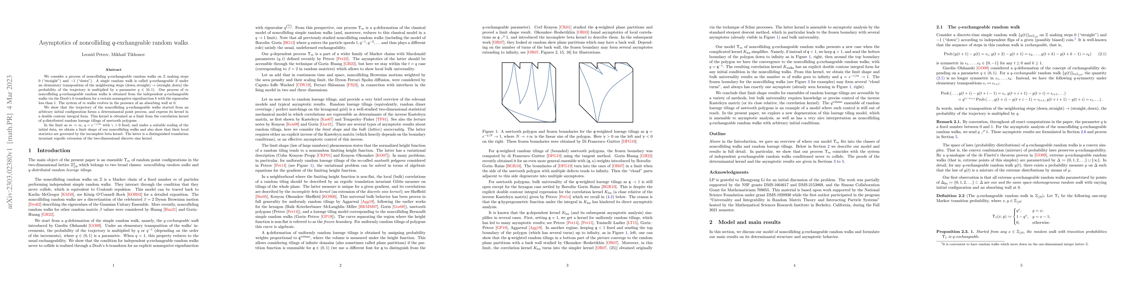 Thumbnail for Asymptotics of noncolliding q-exchangeable random walks