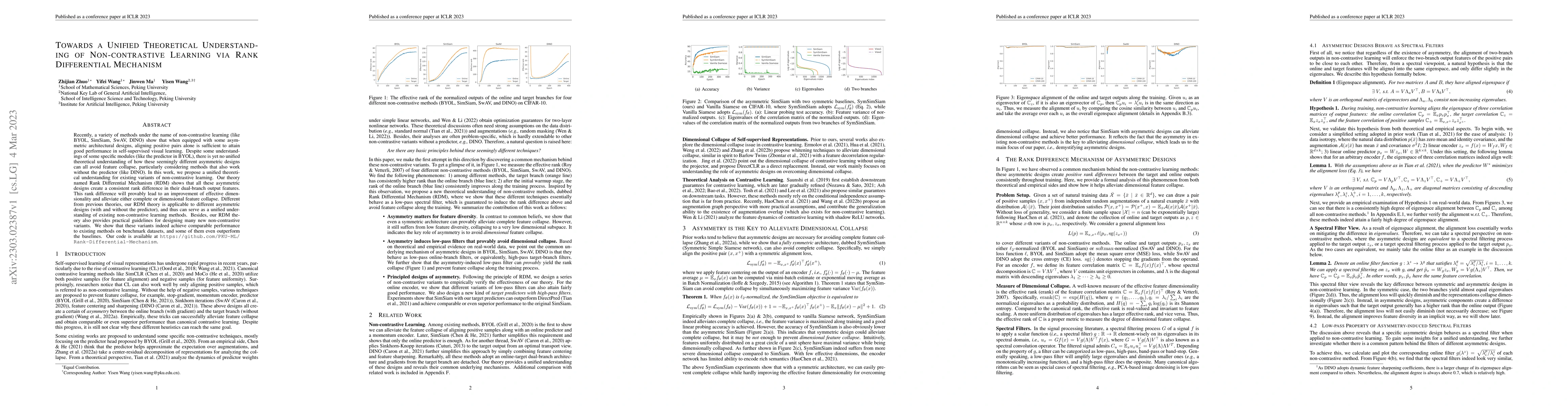 Thumbnail for Towards a Unified Theoretical Understanding of Non-contrastive Learning
  via Rank Differential Mechanism