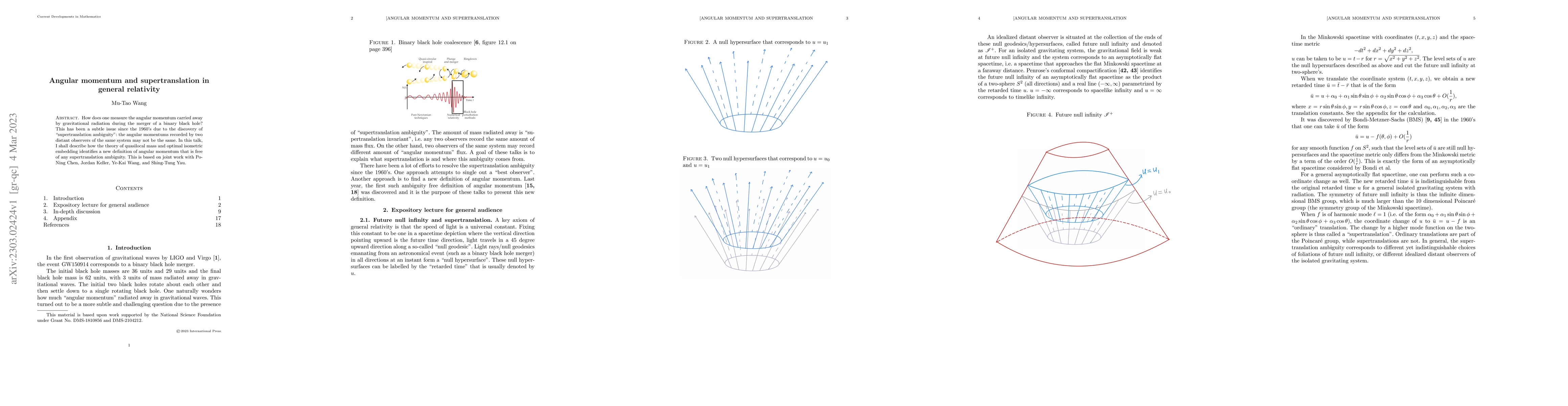 Thumbnail for Angular momentum and supertranslation in general relativity