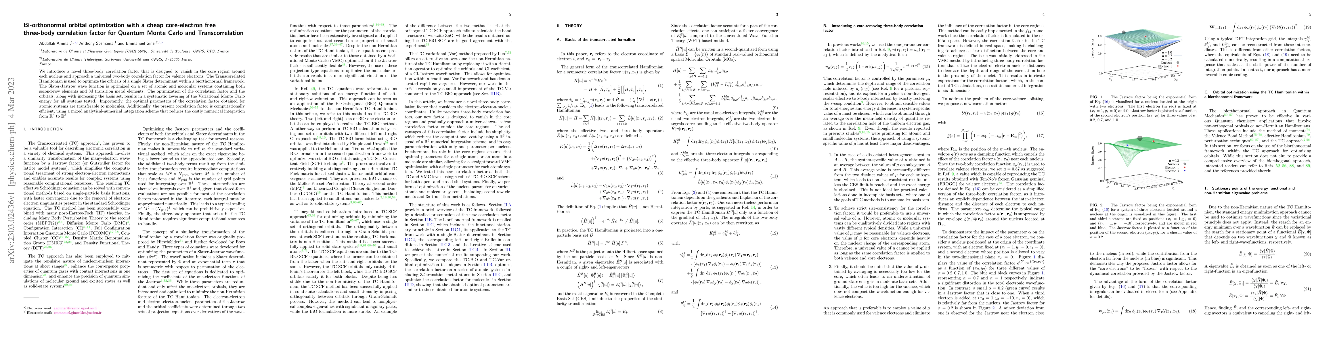 Thumbnail for Bi-orthonormal orbital optimization with a cheap core-electron free
  three-body correlation factor for Quantum Monte Carlo and Transcorrelation
