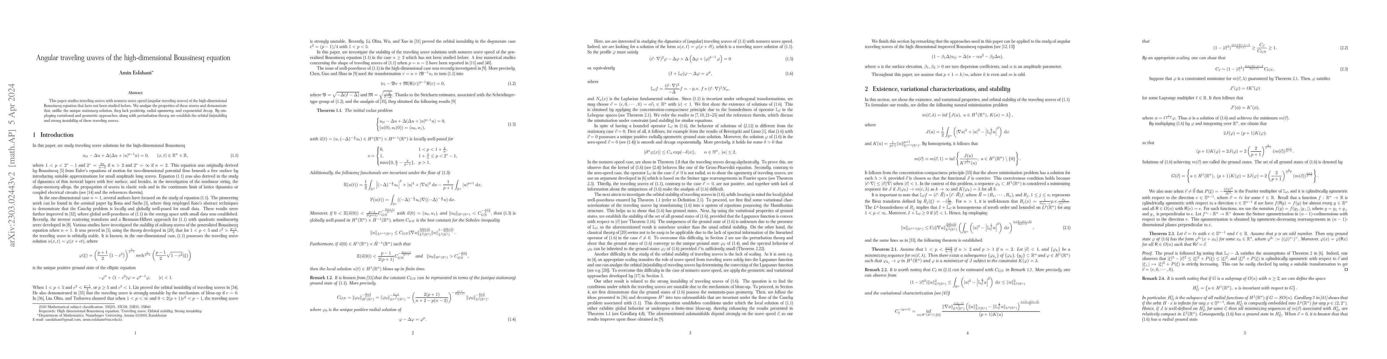 Thumbnail for Angular traveling waves of the high-dimensional Boussinesq equation