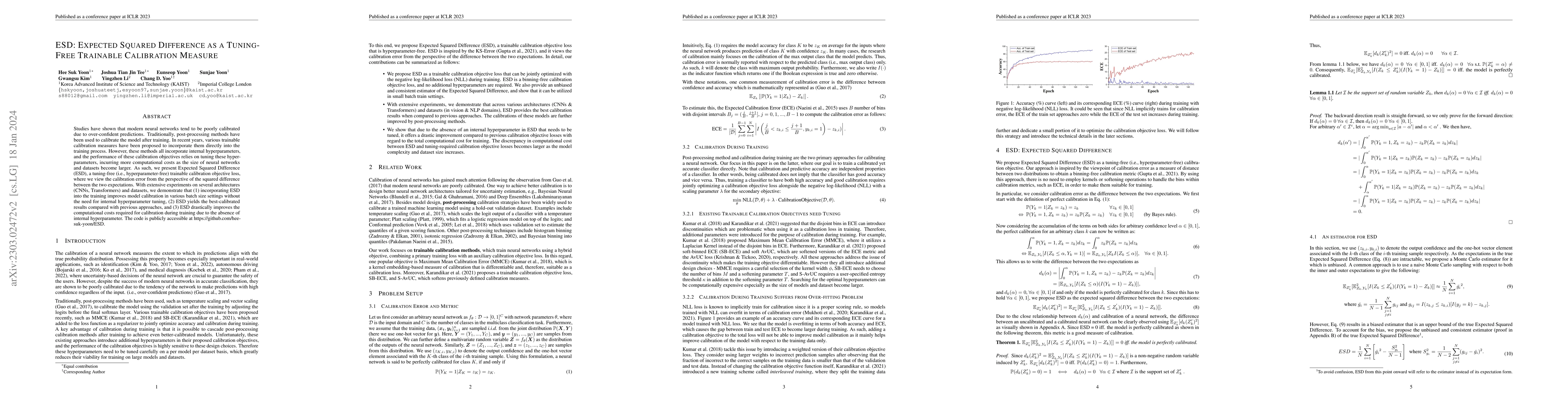 Thumbnail for ESD: Expected Squared Difference as a Tuning-Free Trainable Calibration
  Measure