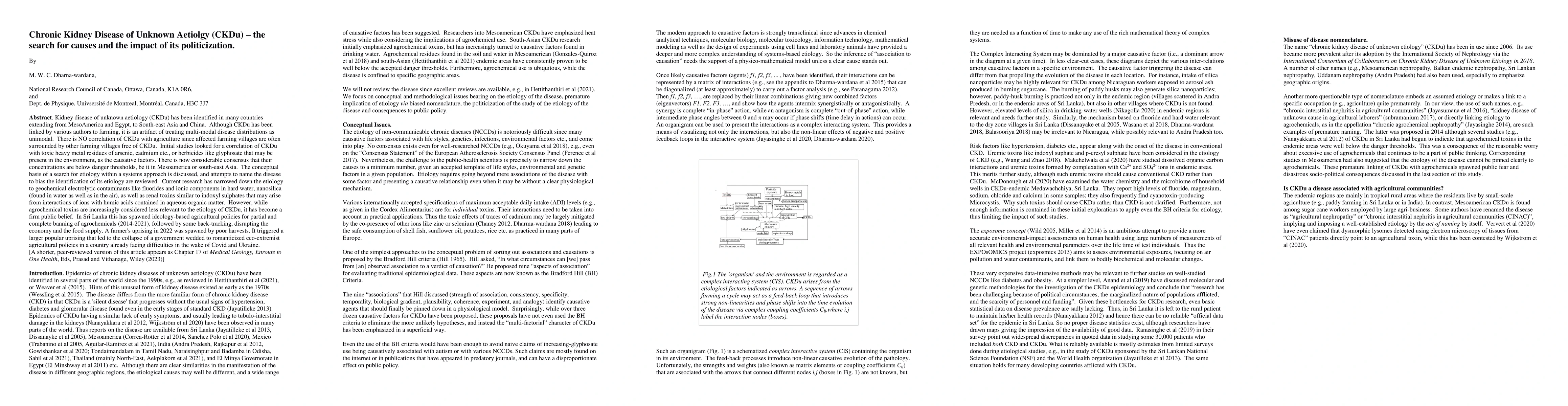 Thumbnail for Chronic Kidney Disease of Unknown Aetiolgy (CKDu)-the search for causes
  and the impact of its politicization