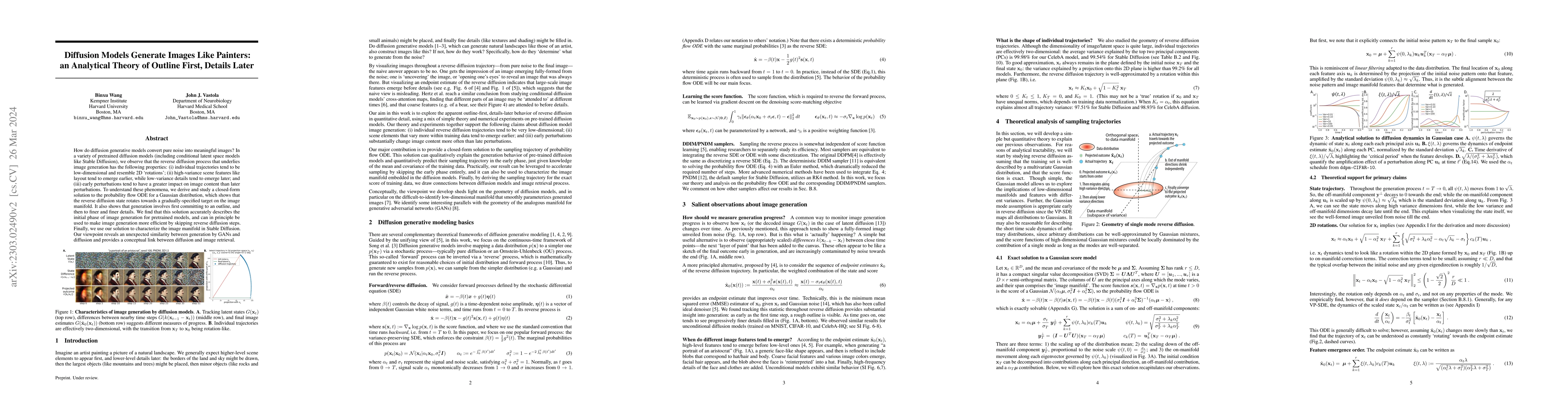 Thumbnail for Diffusion Models Generate Images Like Painters: an Analytical Theory of
  Outline First, Details Later