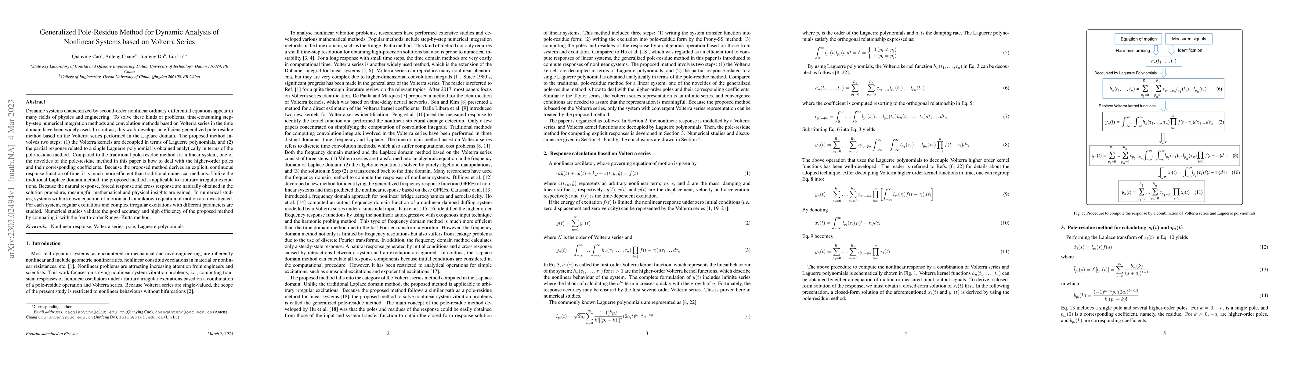 Thumbnail for Generalized Pole-Residue Method for Dynamic Analysis of Nonlinear
  Systems based on Volterra Series