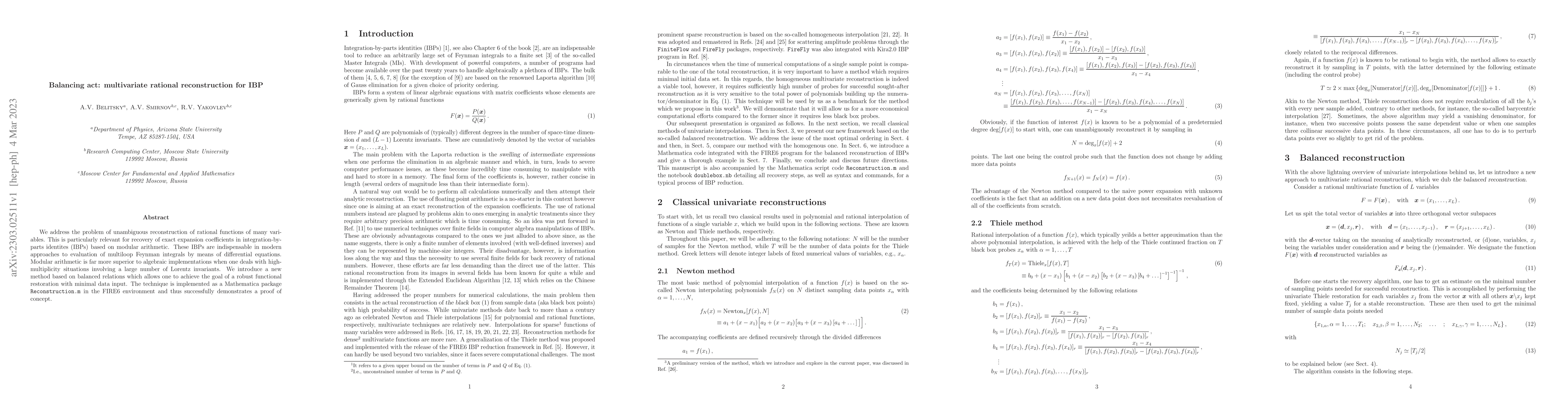 Thumbnail for Balancing act: multivariate rational reconstruction for IBP