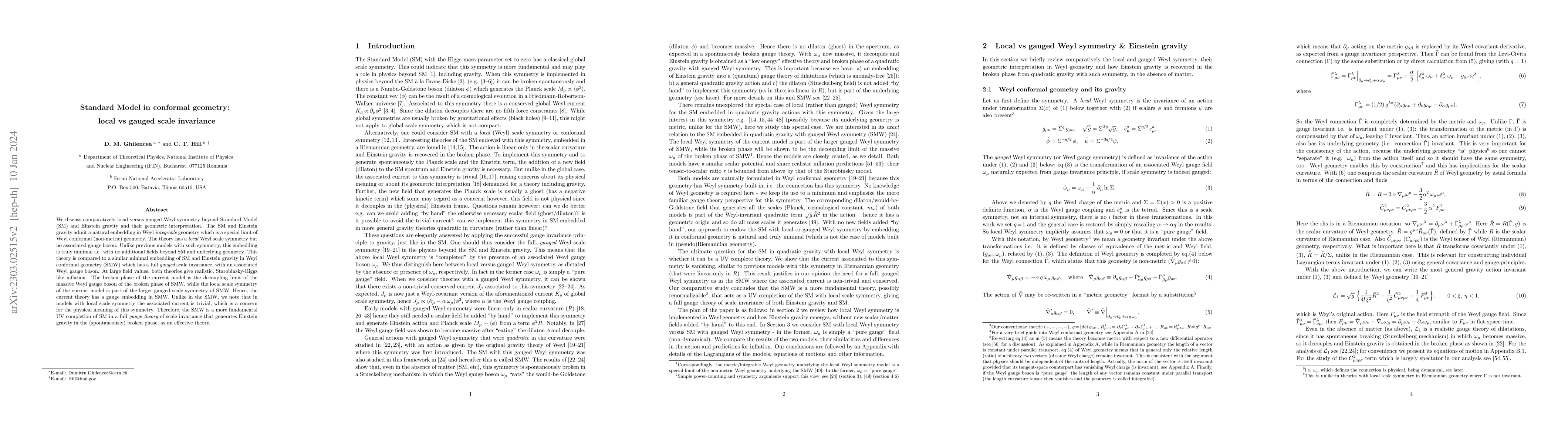 Thumbnail for Standard Model in conformal geometry: local vs gauged scale invariance