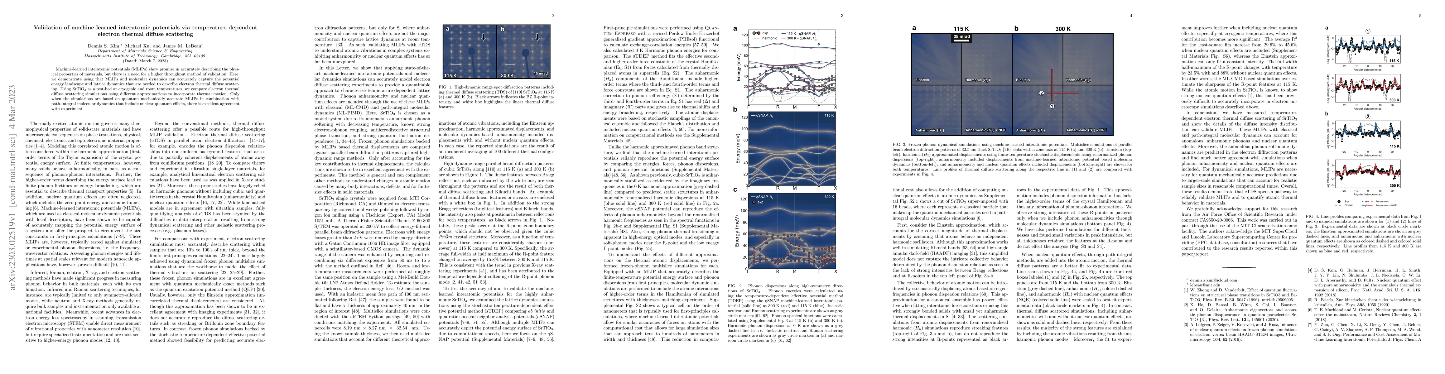 Thumbnail for Validation of machine-learned interatomic potentials via
  temperature-dependent electron thermal diffuse scattering