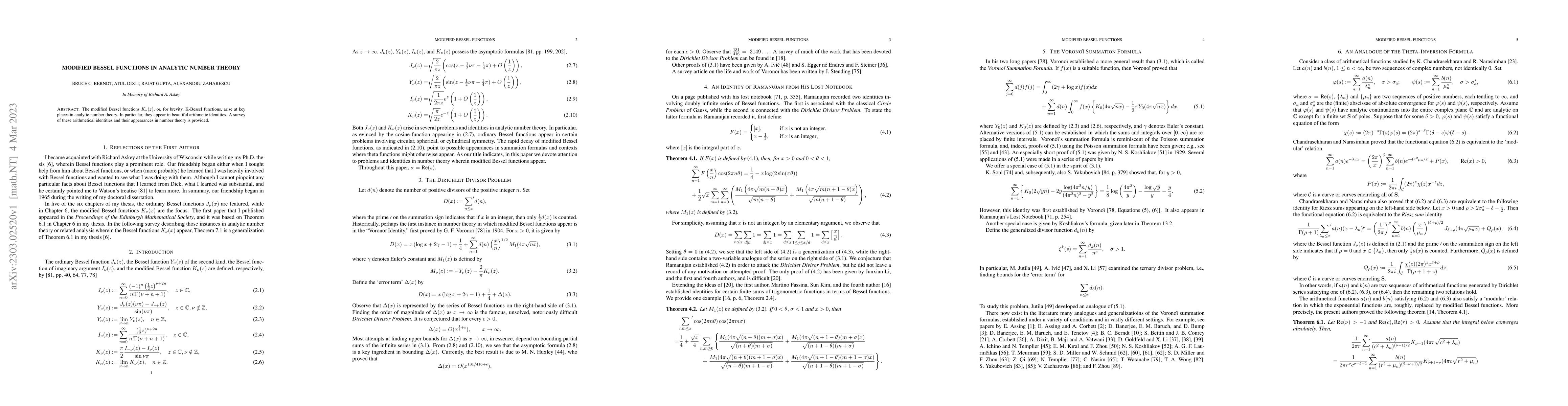 Thumbnail for Modified Bessel Functions in Analytic Number Theory