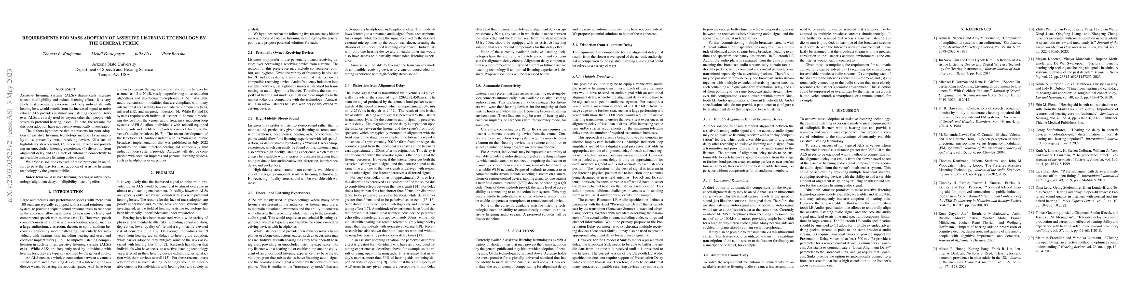 Thumbnail for Requirements for Mass Adoption of Assistive Listening Technology by the
  General Public