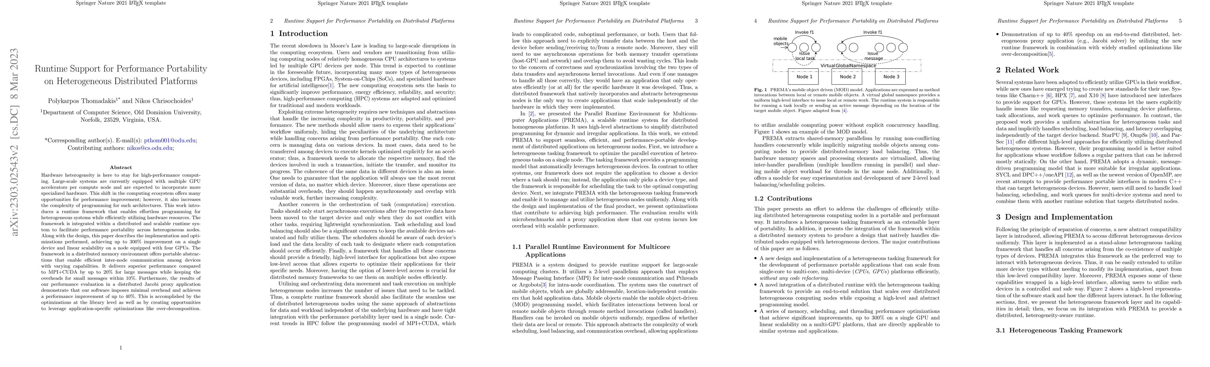Thumbnail for Runtime Support for Performance Portability on Heterogeneous Distributed
  Platforms