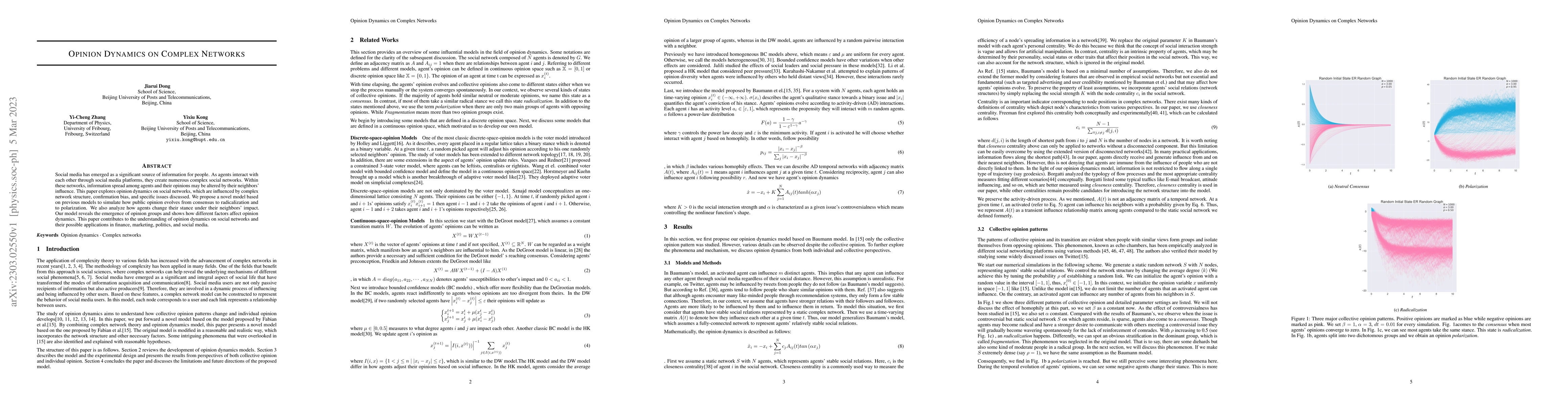 Thumbnail for Opinion Dynamics on Complex Networks