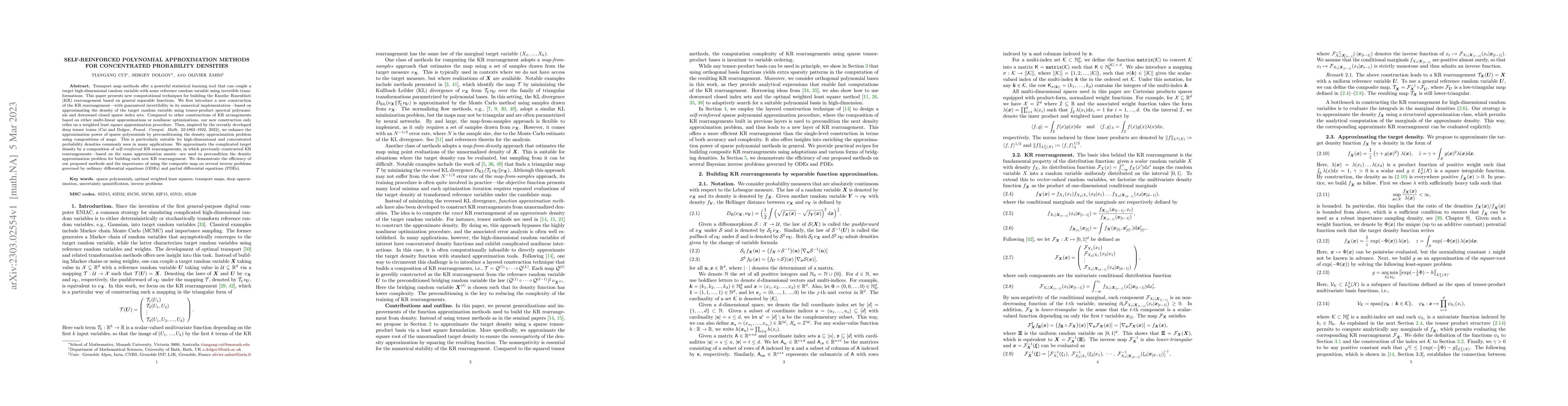 Thumbnail for Self-reinforced polynomial approximation methods for concentrated
  probability densities