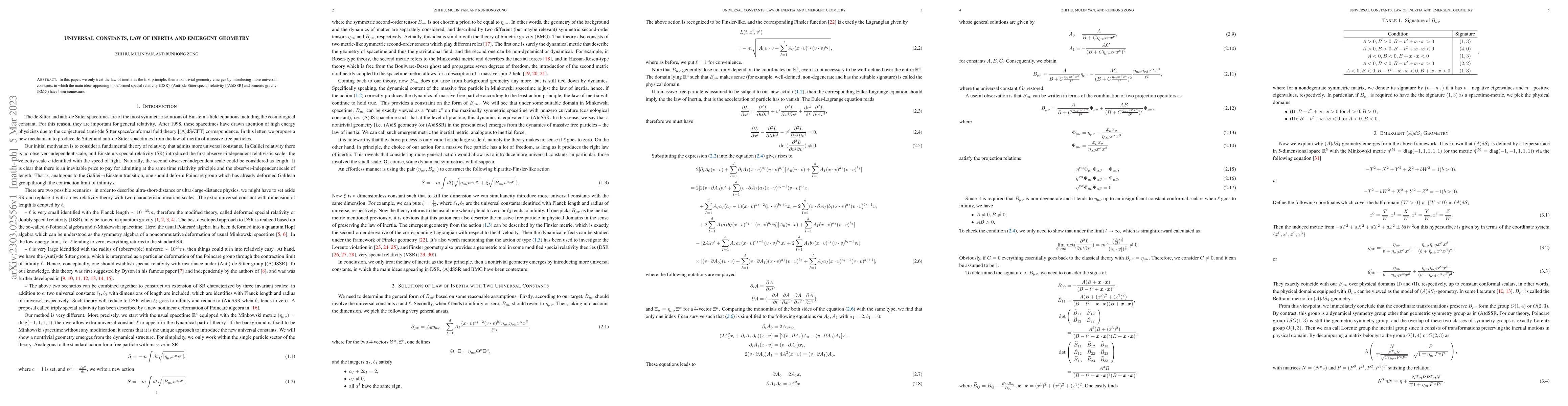 Thumbnail for Universal Constants, Law of Inertia and Emergent Geometry