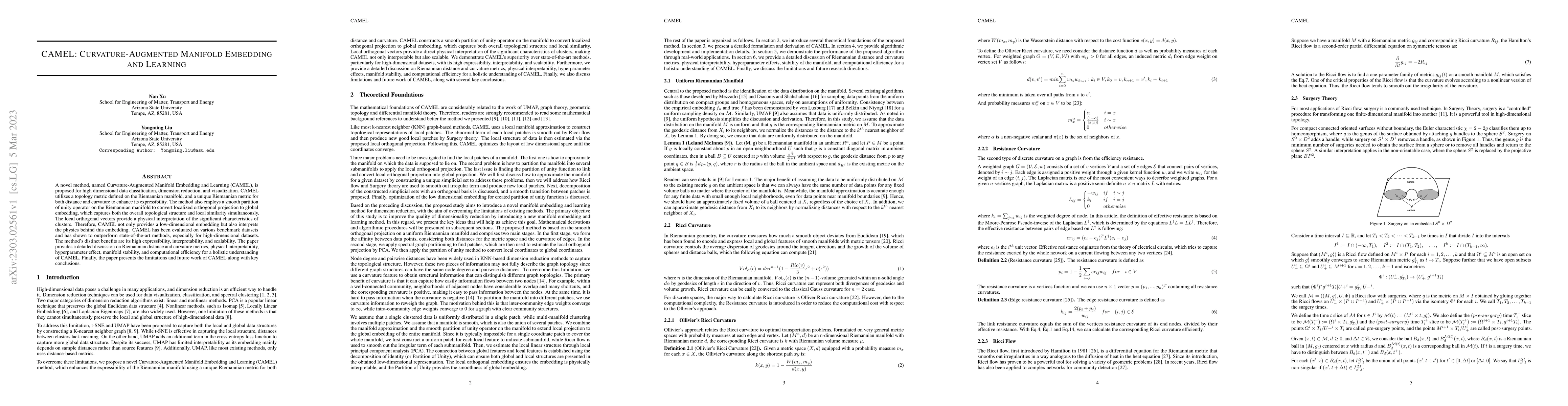 Thumbnail for CAMEL: Curvature-Augmented Manifold Embedding and Learning