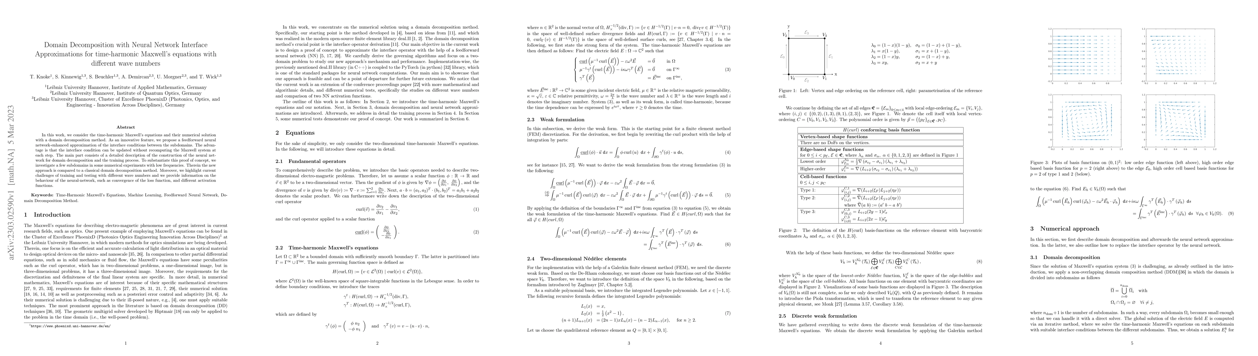 Thumbnail for Domain Decomposition with Neural Network Interface Approximations for
  time-harmonic Maxwell's equations with different wave numbers