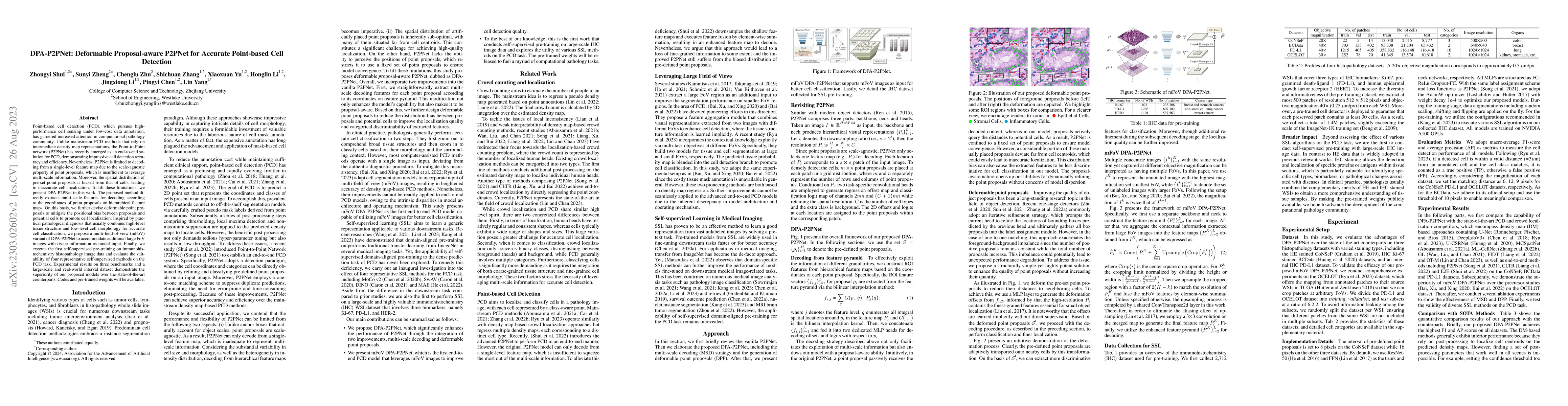 Thumbnail for DPA-P2PNet: Deformable Proposal-aware P2PNet for Accurate Point-based
  Cell Detection