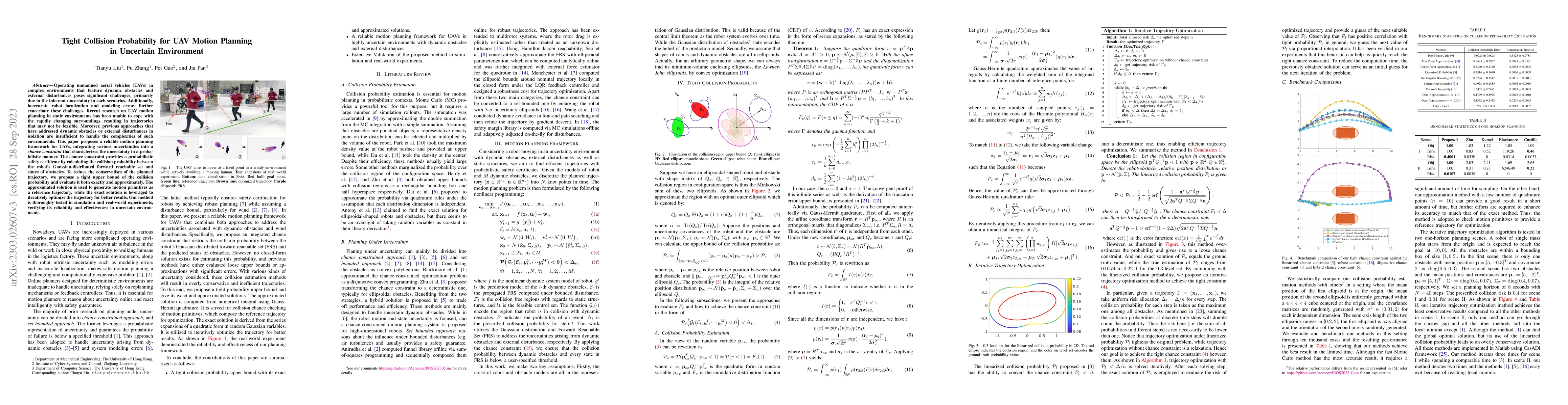 Thumbnail for Tight Collision Probability for UAV Motion Planning in Uncertain
  Environment