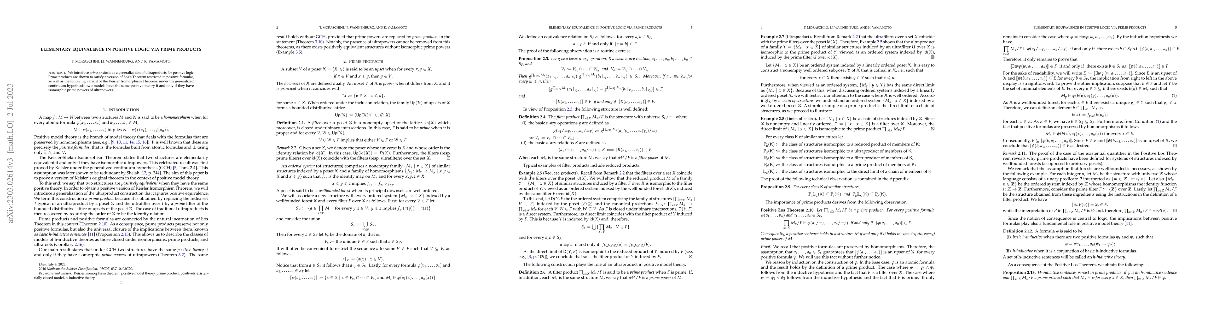 Thumbnail for Elementary equivalence in positive logic via prime products