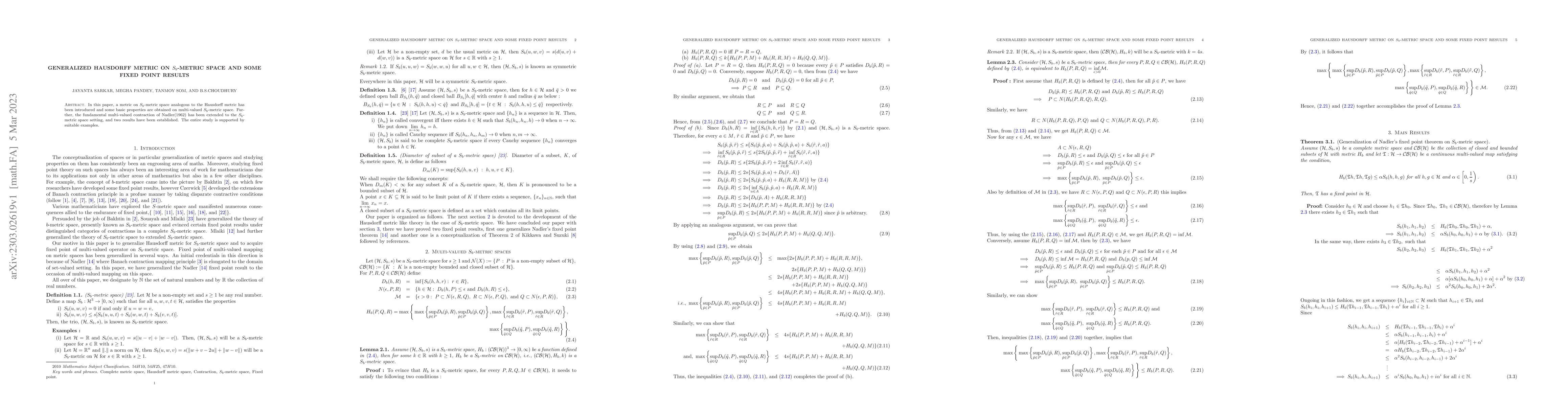Thumbnail for Generalized Hausdorff metric on $S_{b}$-metric space and some fixed
  point results