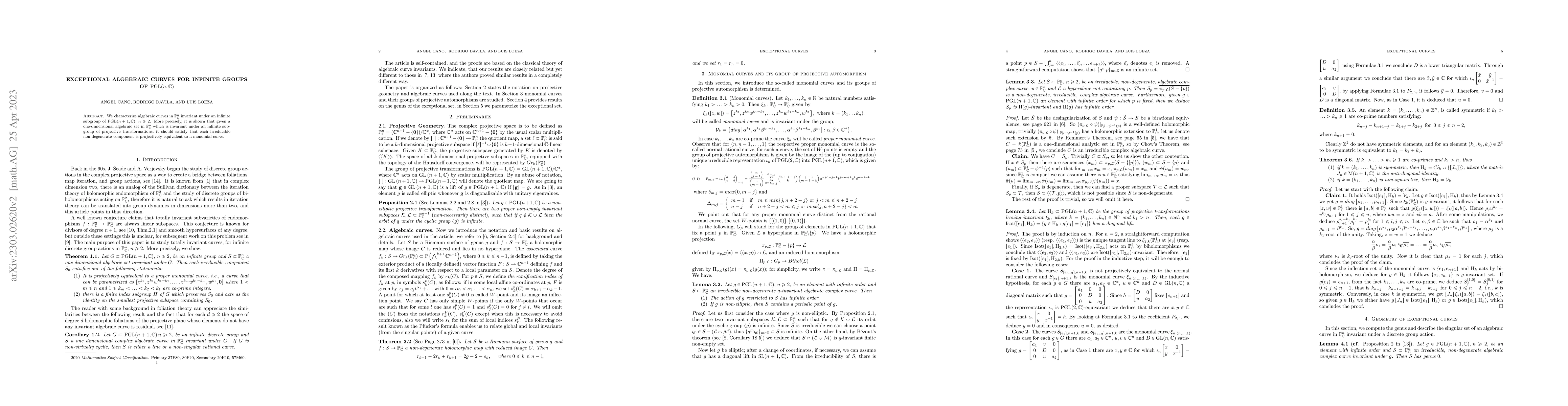 Thumbnail for Exceptional algebraic curves for infinite groups of
  $\textrm{PGL}(n,\mathbb{C})$