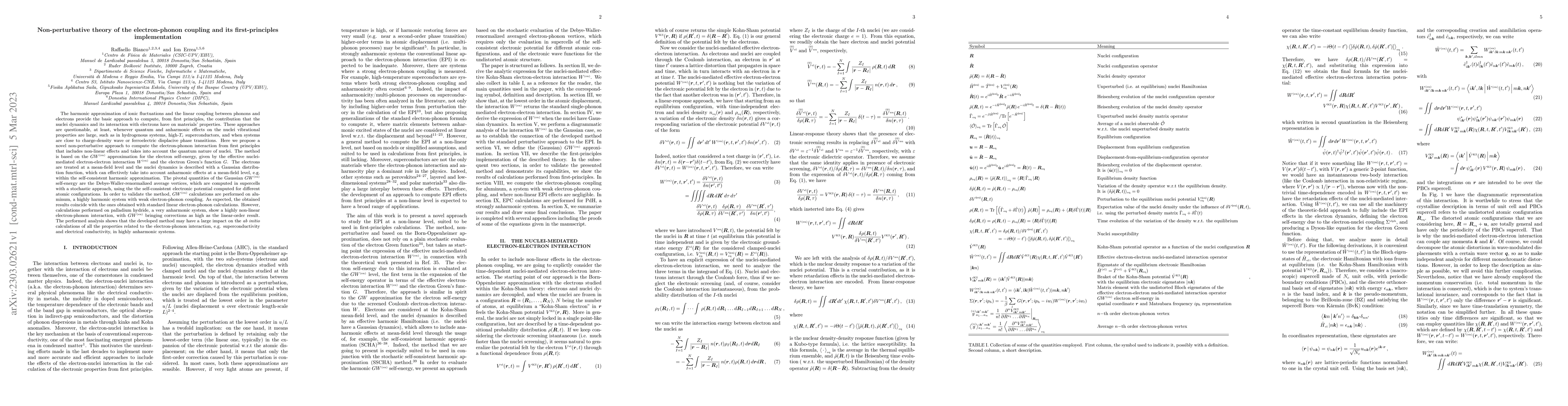 Thumbnail for Non-perturbative theory of the electron-phonon coupling and its
  first-principles implementation
