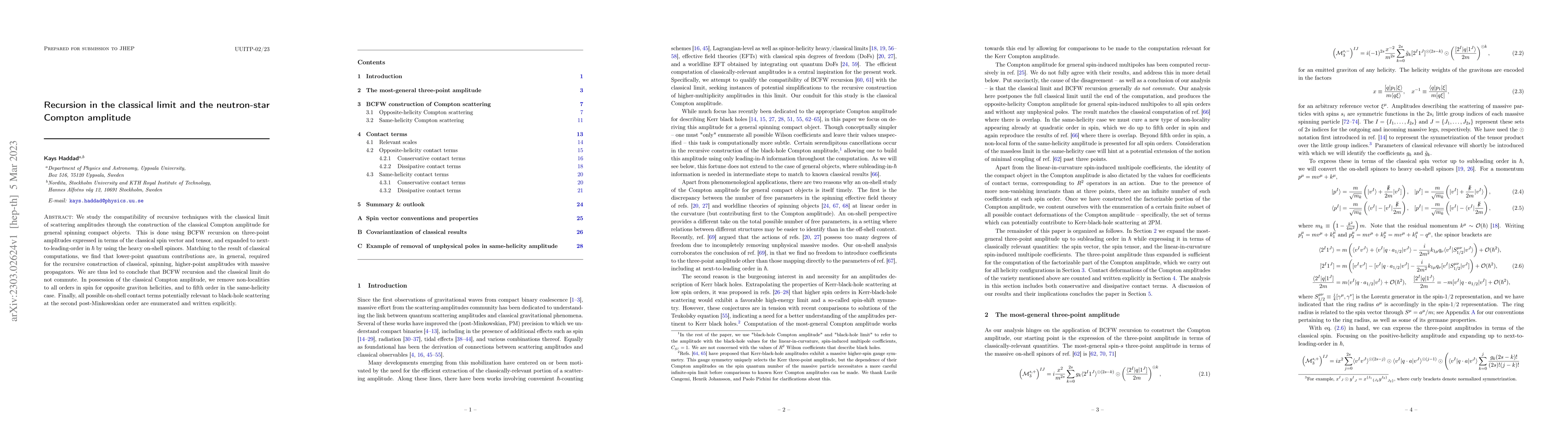 Thumbnail for Recursion in the classical limit and the neutron-star Compton amplitude