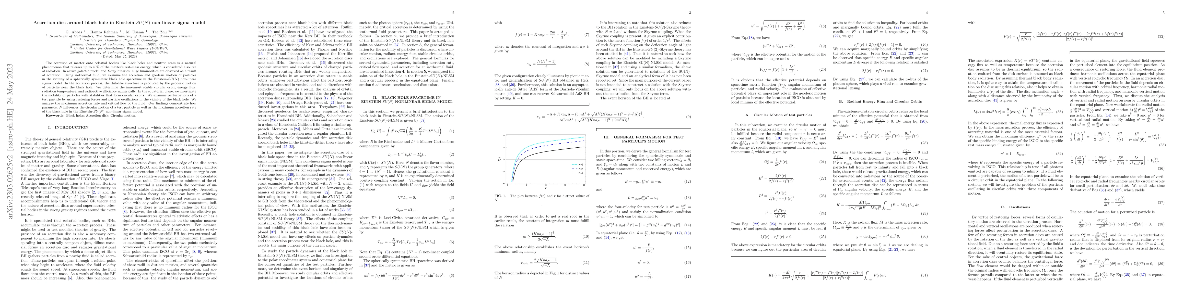 Thumbnail for Accretion disc around black hole in Einstein-$SU(N)$ non-linear sigma
  model