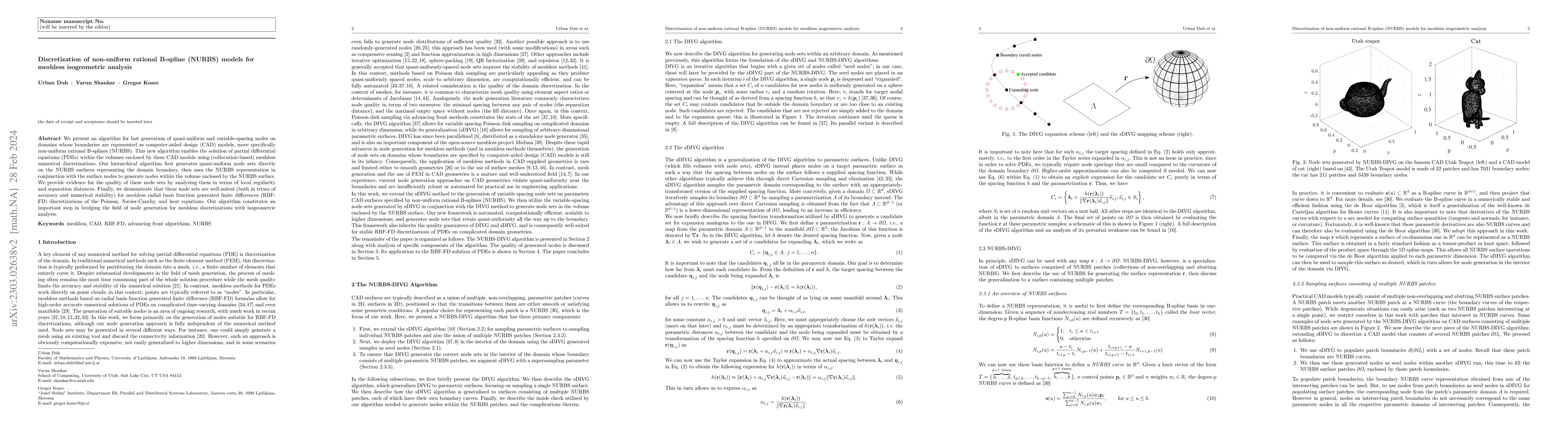 Thumbnail for Discretization of non-uniform rational B-spline (NURBS) models for
  meshless isogeometric analysis