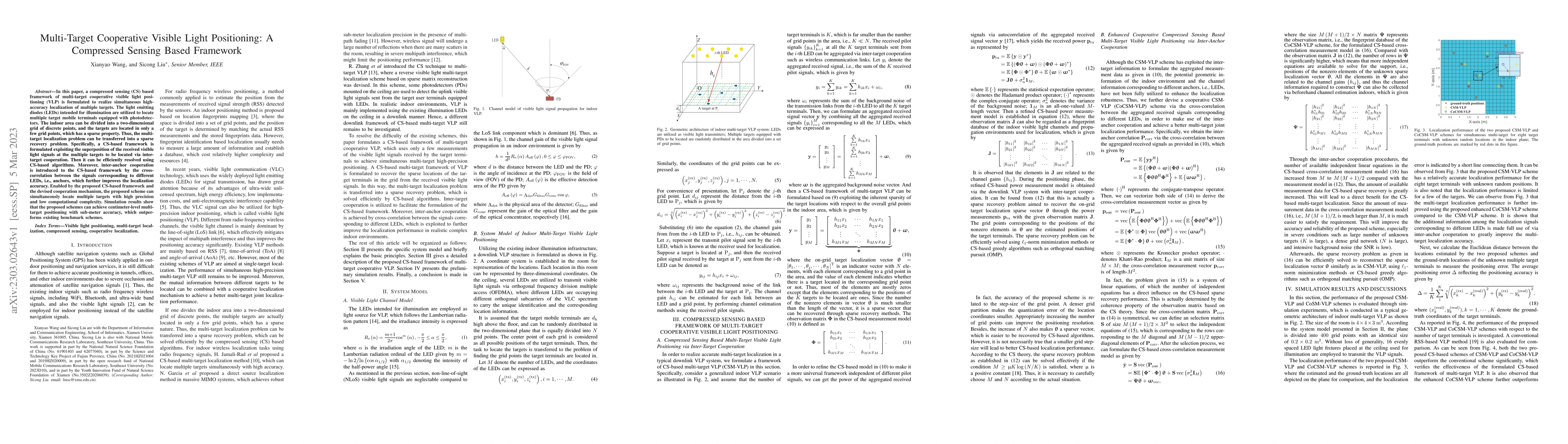 Thumbnail for Multi-Target Cooperative Visible Light Positioning: A Compressed Sensing
  Based Framework