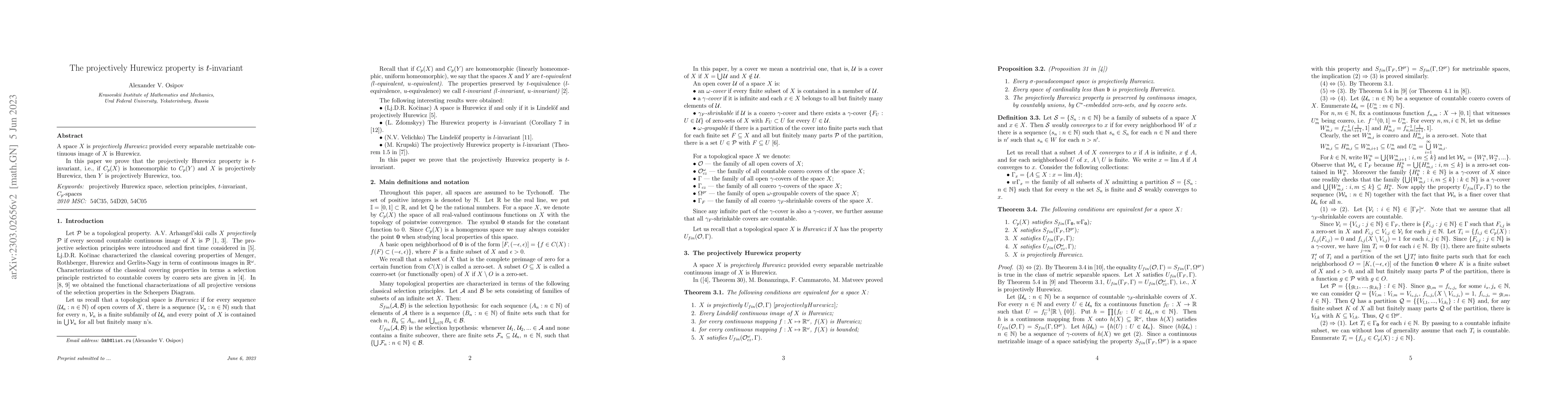 Thumbnail for The projectively Hurewicz property is t-invariant